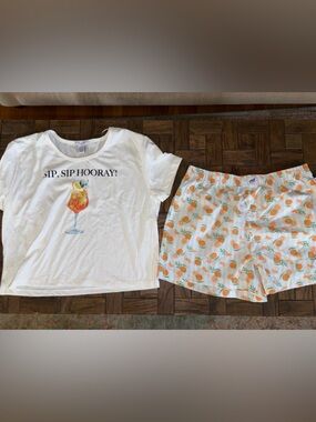 Better together pajamas shorts set aperol spritz bottom shirt top orange m sip